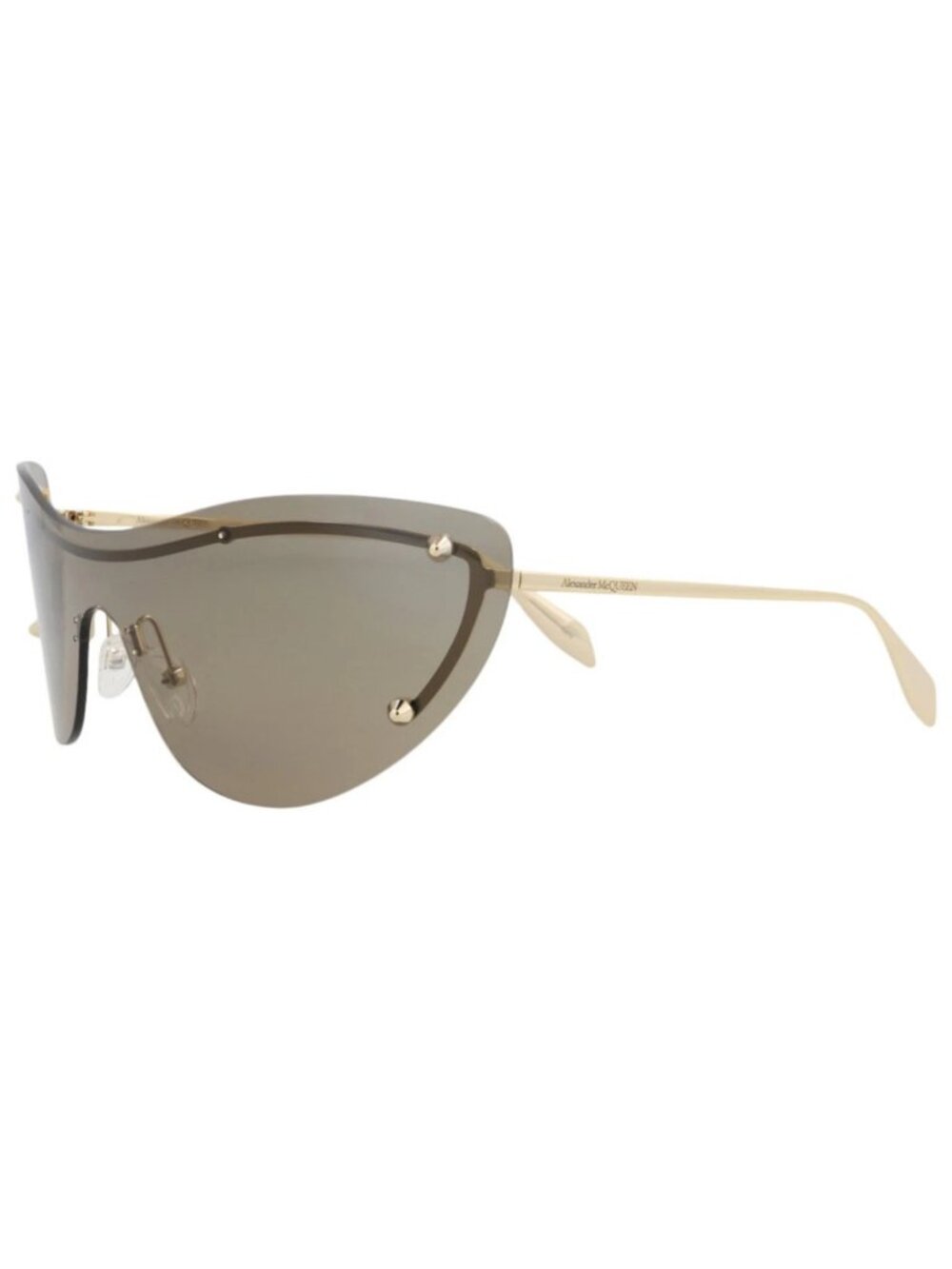 New Alexander McQueen Women's Sunglasses Cat Eye Metal Frame Gold Gold Brown